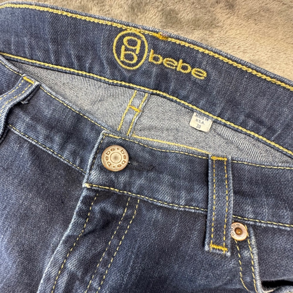 Bebe Jeans Raw Hem Dark Wash Bootcut Denim‎ Jeans Size 30 Y2K Made in USA
